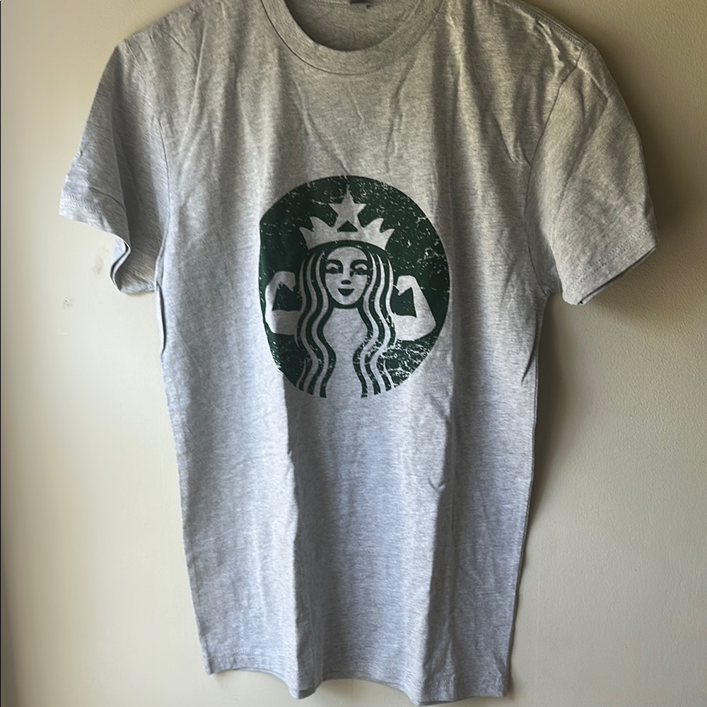 Starbucks Heather Gray Tee with Green Logo